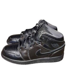 Nike Air Jordan 1 Mid Black on black Youth size 7